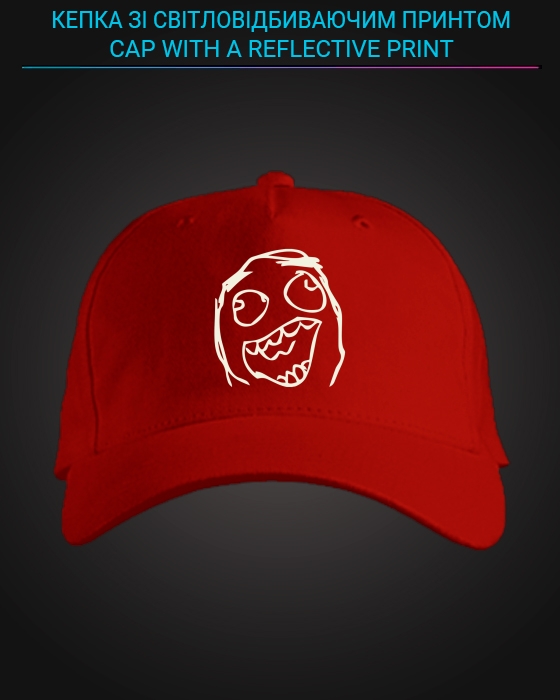 Cap with reflective print Meme Face - red
