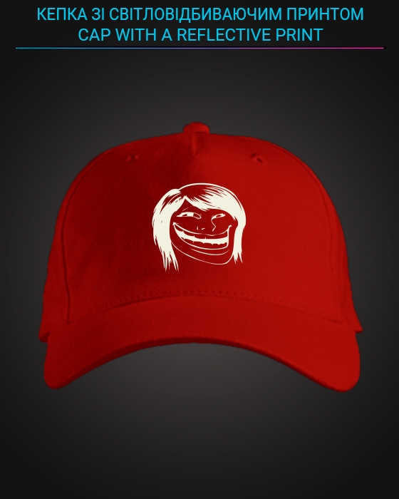 Cap with reflective print Troll Girl - red