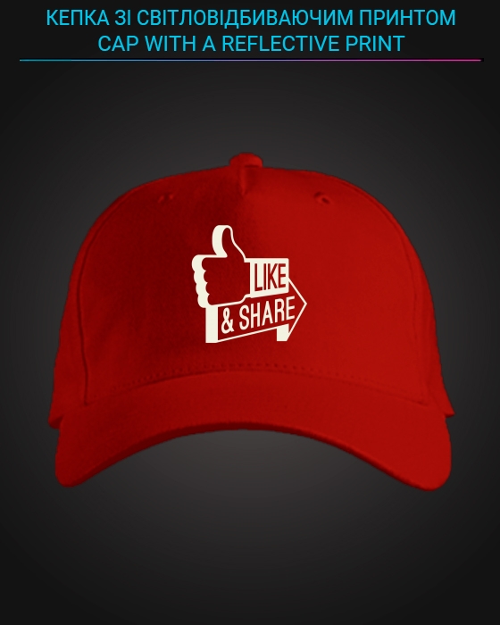Cap with reflective print Like And Share - red