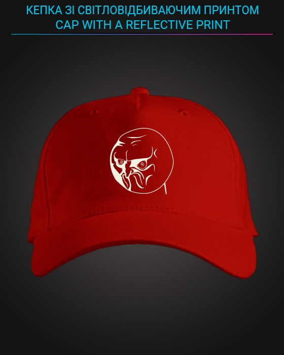 Cap with reflective print Angry Face - red
