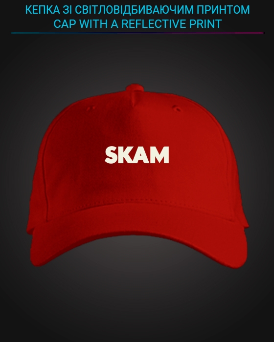 Cap with reflective print SKAM - red
