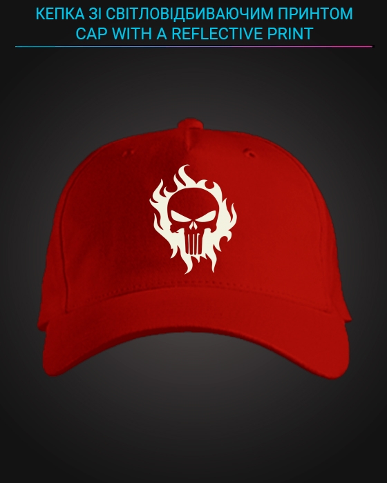Cap with reflective print The Punisher Logo - red