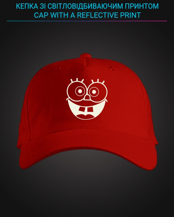 Cap with reflective print Sponge Bob Face - red