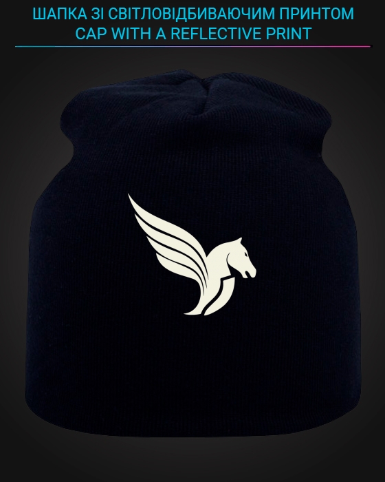 Cap with reflective print Pegas Wings - black
