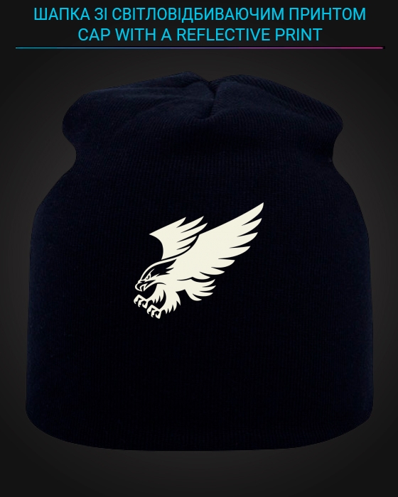 Cap with reflective print Cute Eagle - black