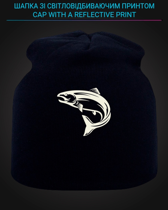 Cap with reflective print Cute Fish - black