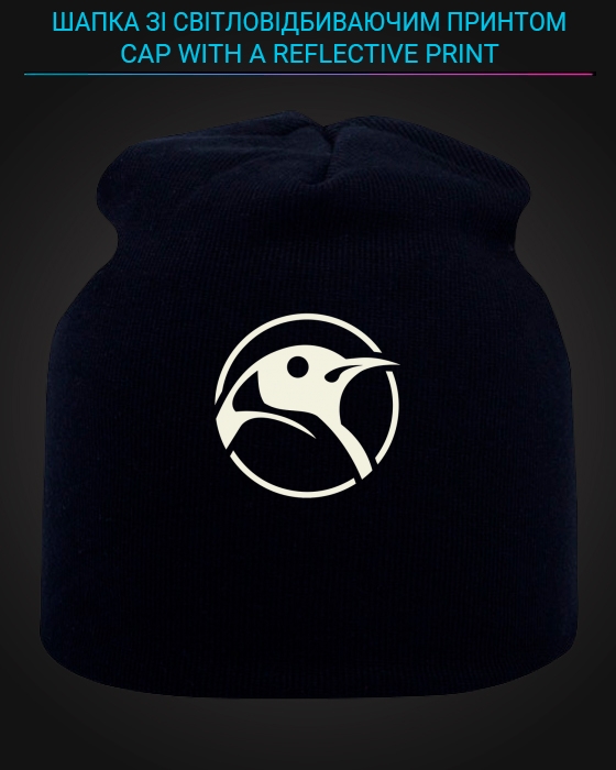 Cap with reflective print Penguin Head - black