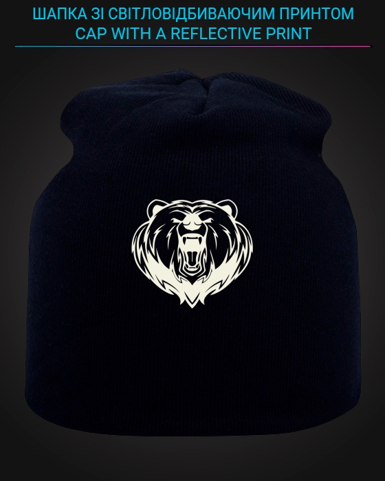 Cap with reflective print The Bear Head - black
