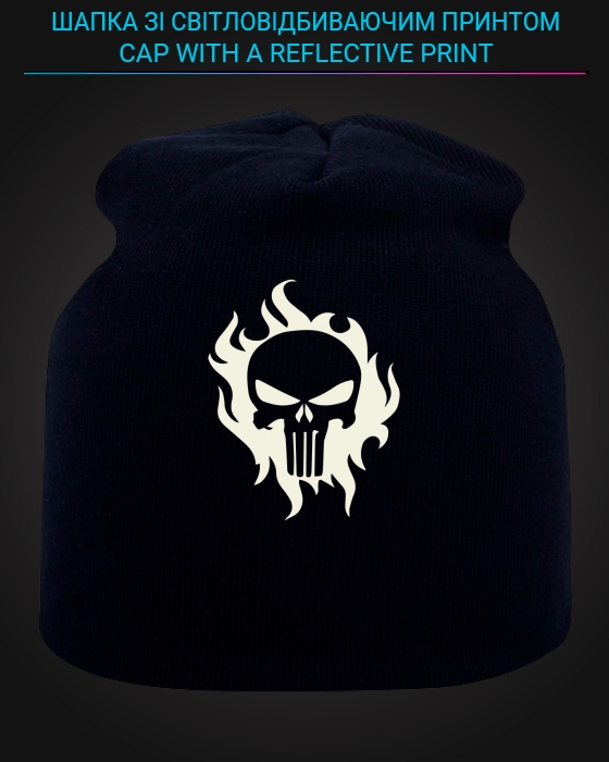 Cap with reflective print The Punisher Logo - black