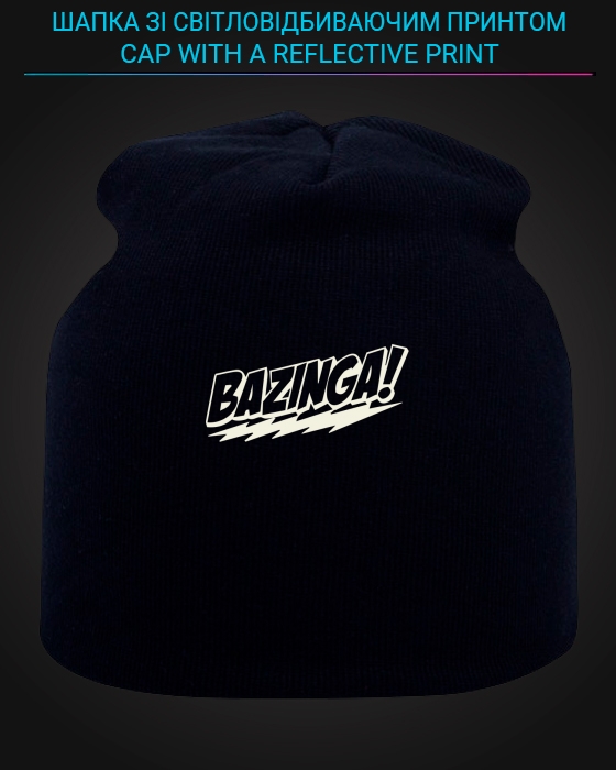 Cap with reflective print Bazinga Logo - black
