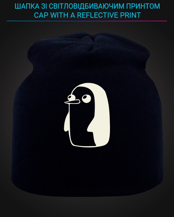 Cap with reflective print Cute Penguin - black