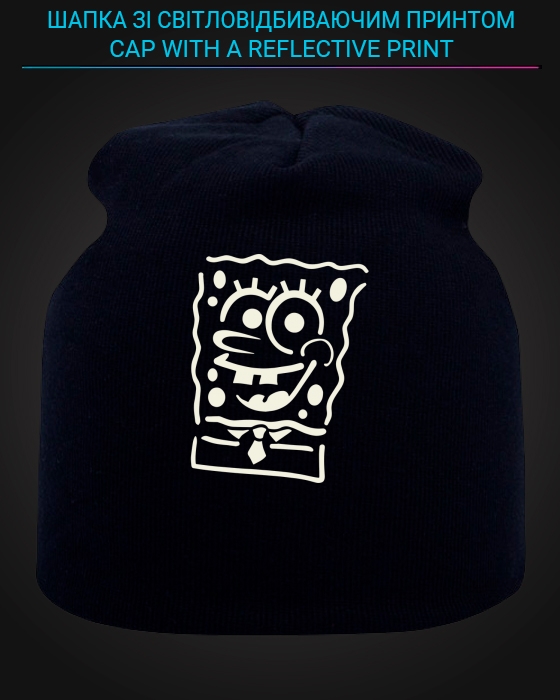 Cap with reflective print Sponge Bob - black