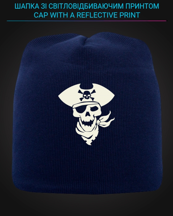 Cap with reflective print Pirate Skull - blue