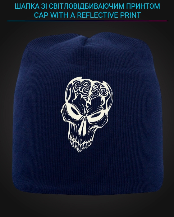 Cap with reflective print Zombie - blue