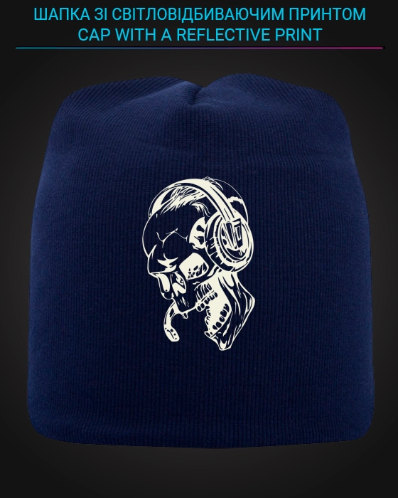Cap with reflective print Skull Music - blue