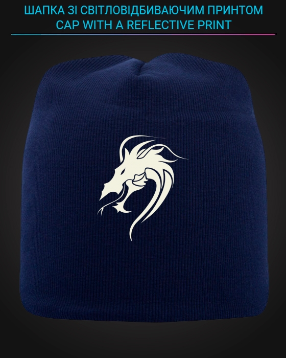 Cap with reflective print Dragon Head Print - blue
