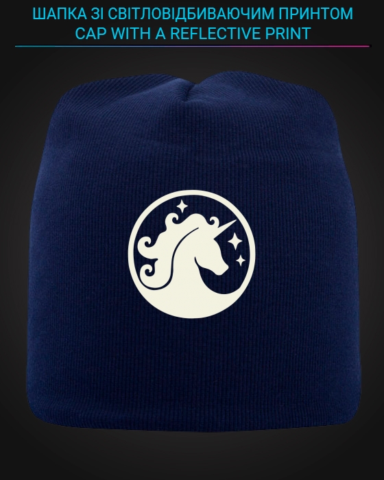 Cap with reflective print Unicorn - blue