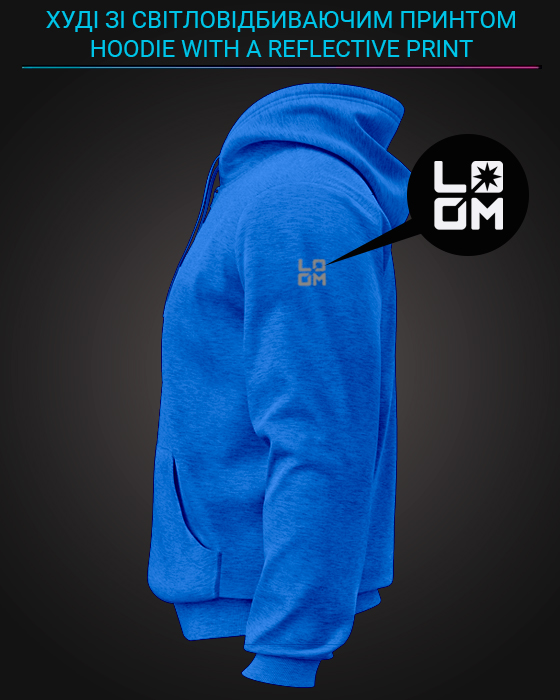 Hoodie with Reflective Print Like And Share - XS blue