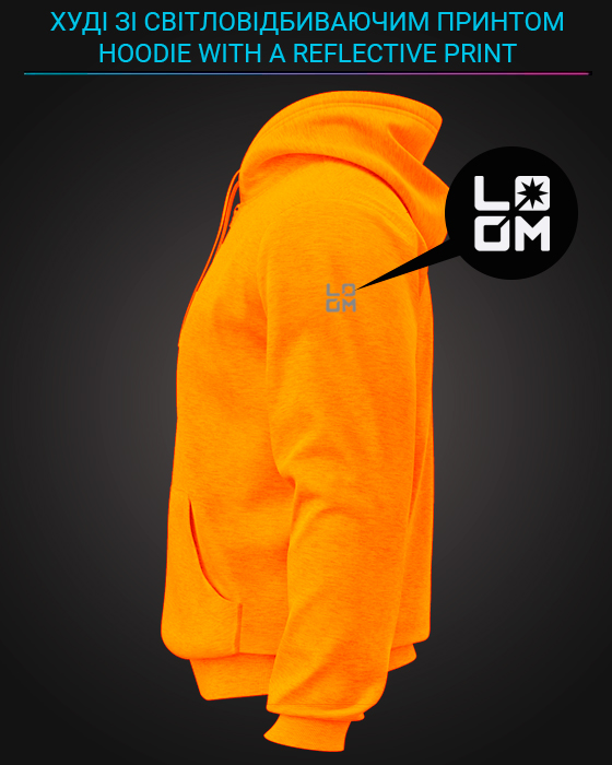 Hoodie with Reflective Print Angry Face - 2XL orange