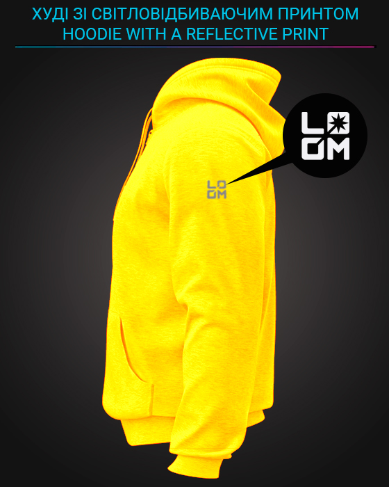 Hoodie with Reflective Print Like And Share - XS yellow