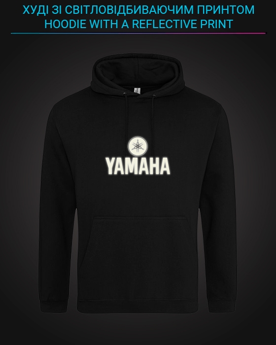 Hoodie with Reflective Print Yamaha Logo - XS black