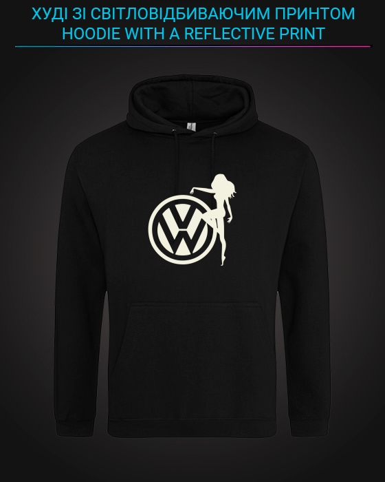 Hoodie with Reflective Print Volkswagen Logo Girl - XS black