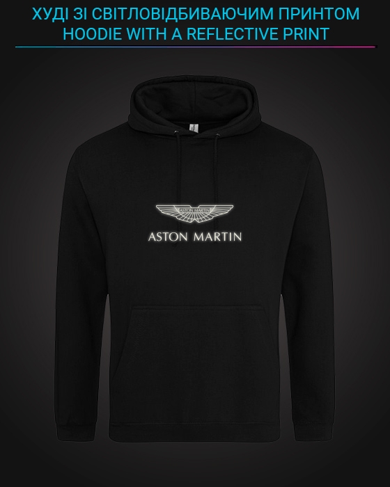 Hoodie with Reflective Print Aston Martin Logo - XS black