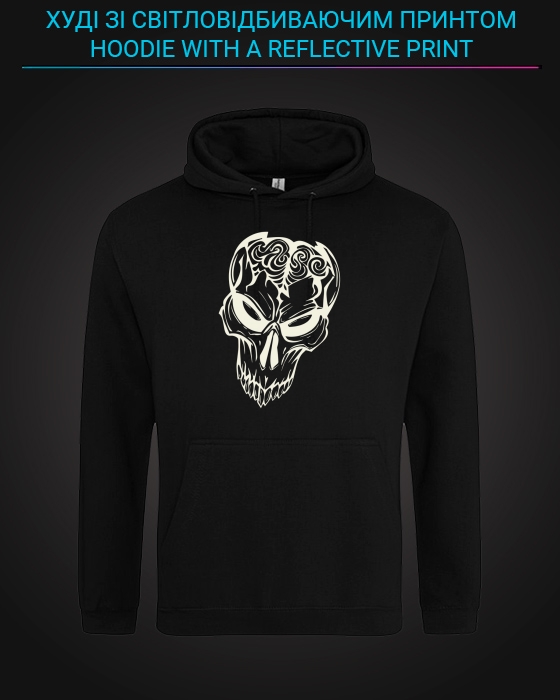 Hoodie with Reflective Print Zombie - M black