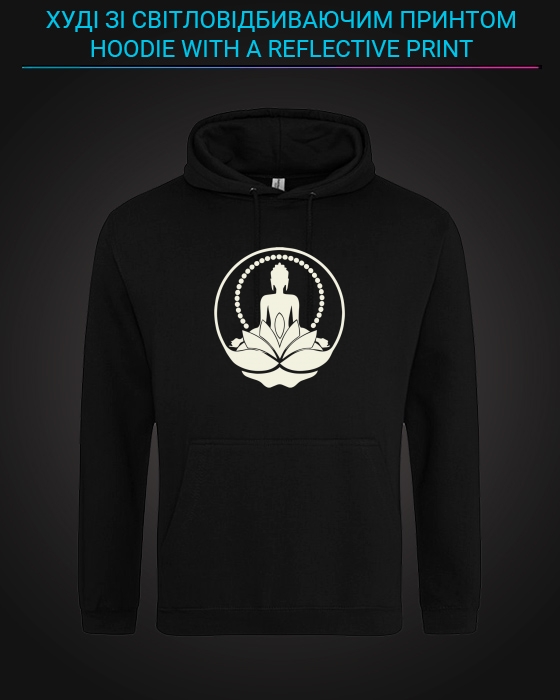 Hoodie with Reflective Print Yoga Logo - XS black