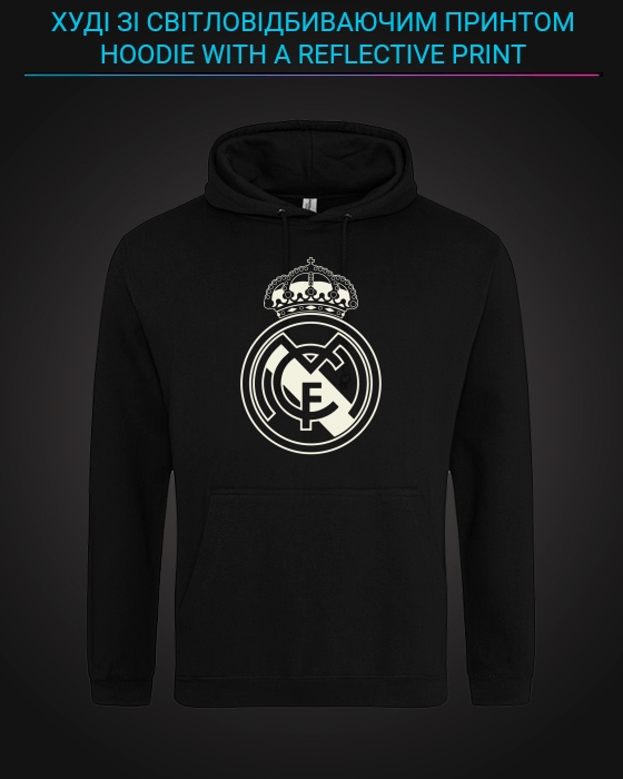 Hoodie with Reflective Print Real Madrid - XS black