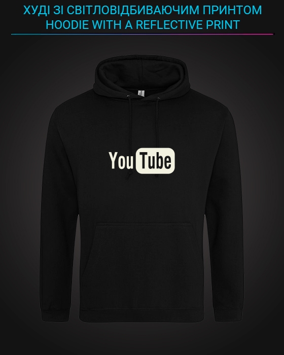 Hoodie with Reflective Print Youtube - XS black