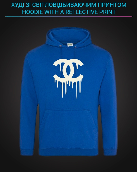 order Hoodie with Reflective Print Chanel Logo - M blue at the price Odessa