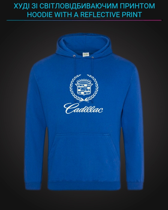 Hoodie with Reflective Print Cadillac Logo 2 - XL blue
