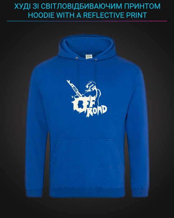 Hoodie with Reflective Print Off Road - XL blue