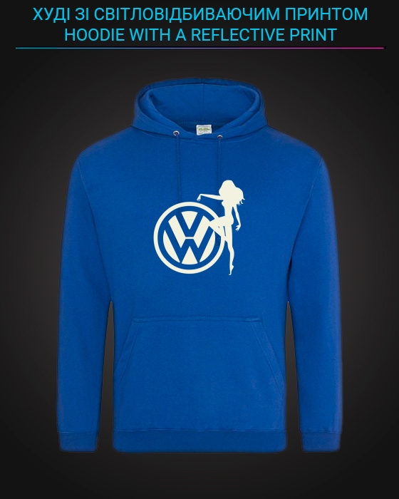 Hoodie with Reflective Print Volkswagen Logo Girl - XS blue