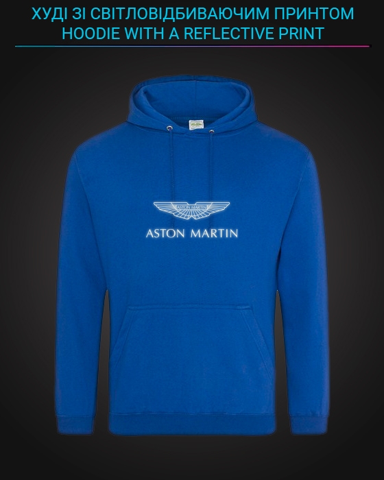 Hoodie with Reflective Print Aston Martin Logo - XL blue