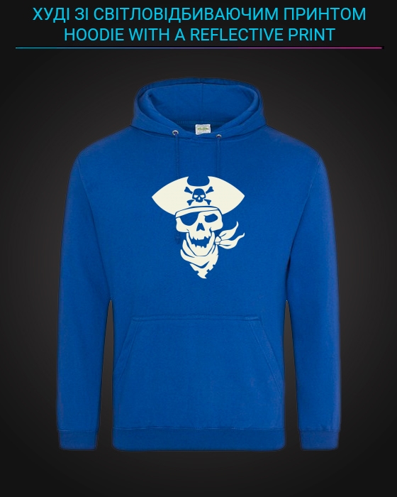 Hoodie with Reflective Print Pirate Skull - XS blue