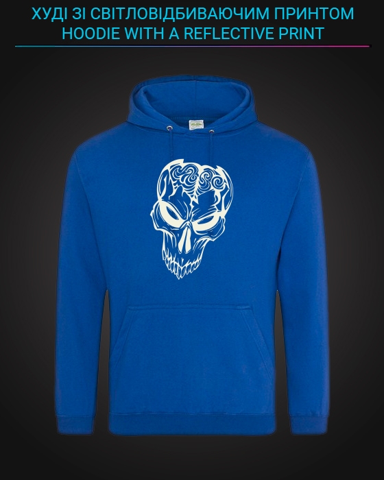 Hoodie with Reflective Print Zombie - XS blue
