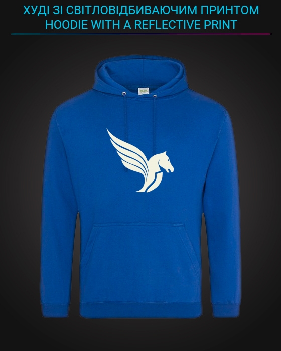 Hoodie with Reflective Print Pegas Wings - XL blue