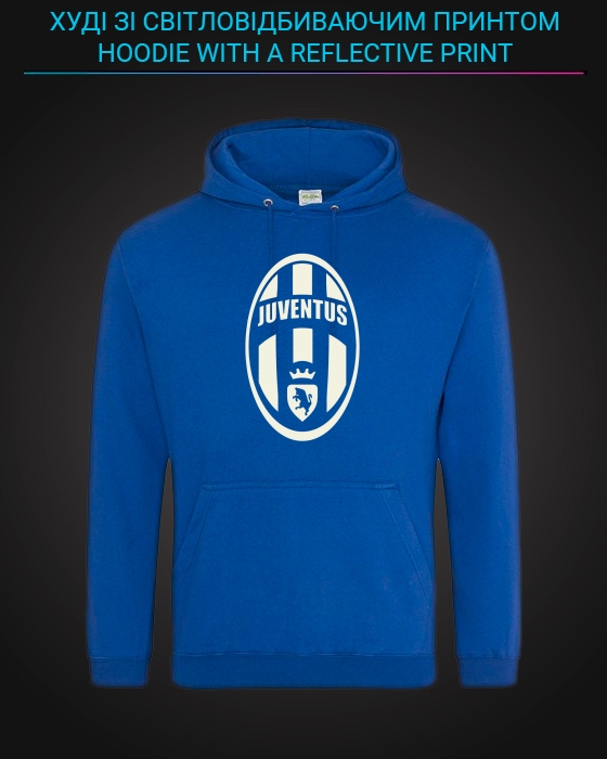 Hoodie with Reflective Print Juventus - XL blue