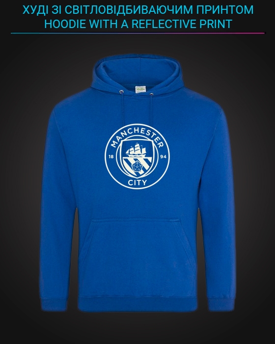 Hoodie with Reflective Print Manchester City - XL blue