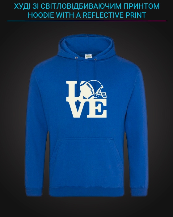 Hoodie with Reflective Print American football - XL blue