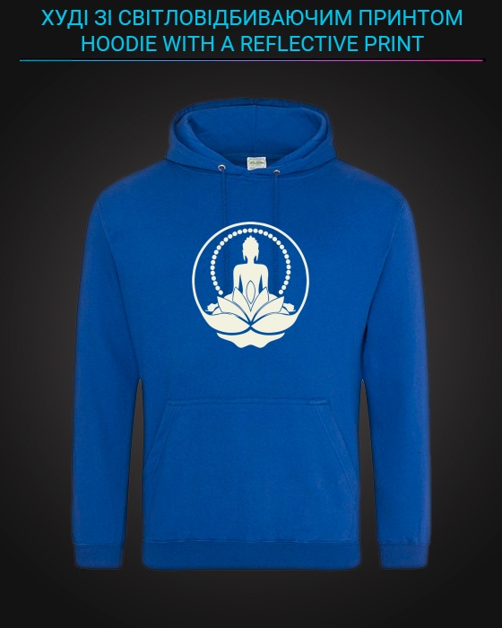 Hoodie with Reflective Print Yoga Logo - XL blue