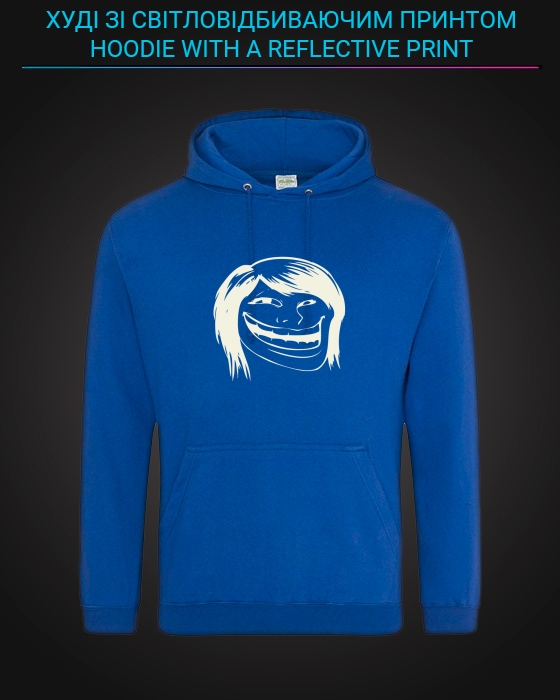 Hoodie with Reflective Print Troll Girl - XS blue