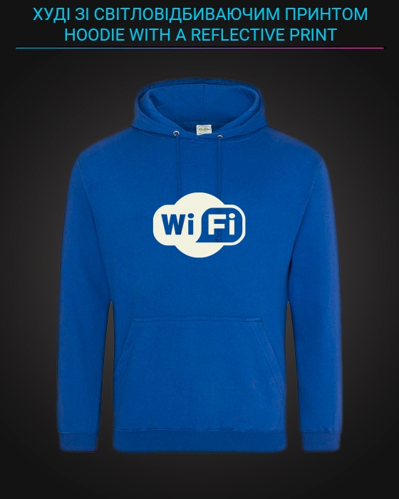Hoodie with Reflective Print Wifi - XL blue