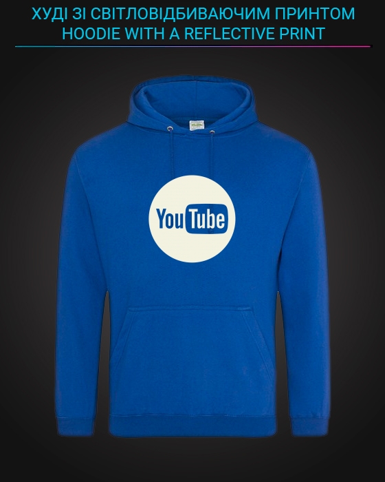 Hoodie with Reflective Print Youtube Logo - XL blue
