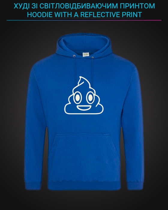 Hoodie with Reflective Print Pooo - XL blue