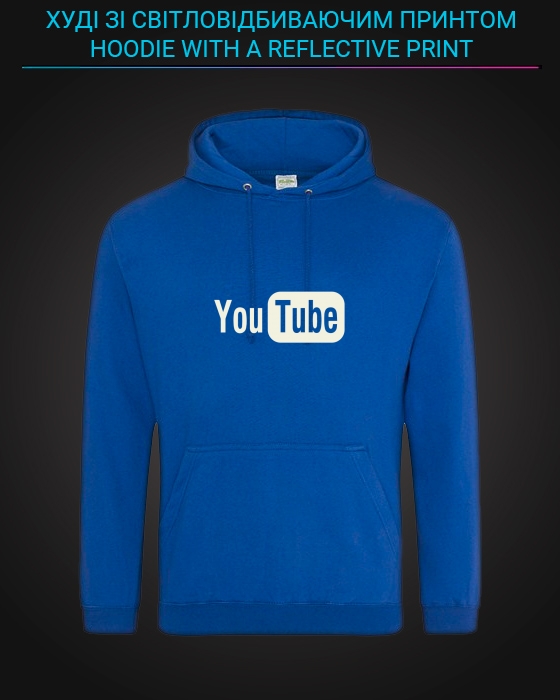 Hoodie with Reflective Print Youtube - XS blue