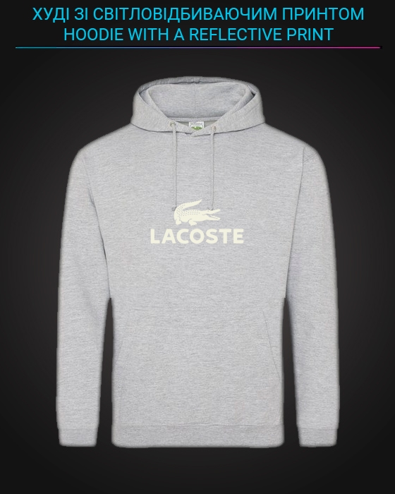 Hoodie with Reflective Print Lacoste - M grey