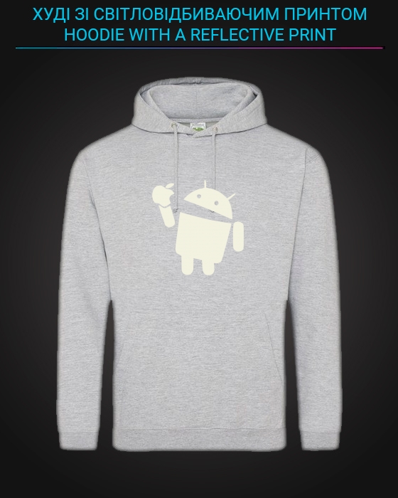 Hoodie with Reflective Print Android - M grey